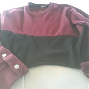 VS Pink | Colorblock Button Accent Crop Sweater